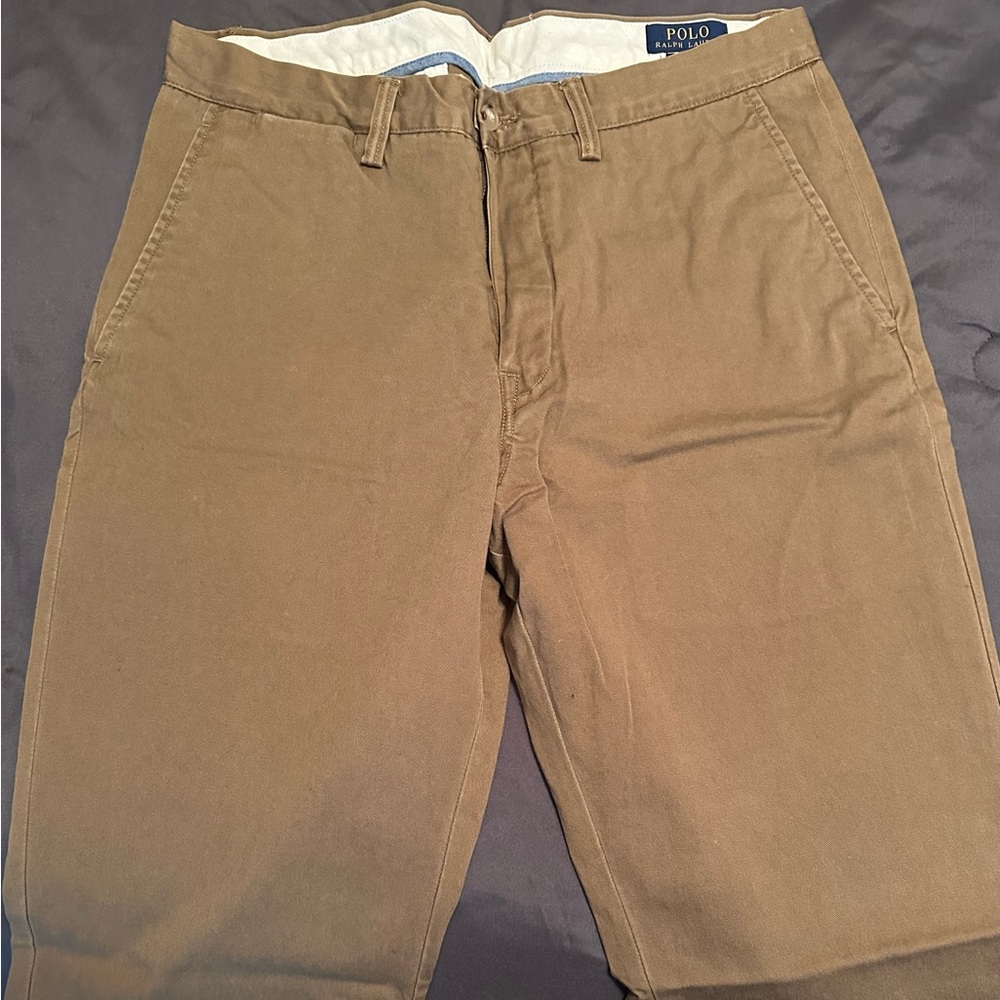 Polo Ralph Lauren Flat Front Chinos Pants Slacks 32 x 34 Brown